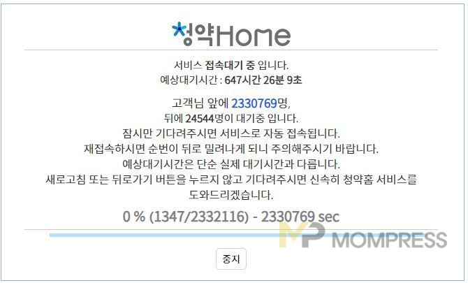 청약홈 마비.... 로또청약에 접수 오후 11시까지로 연장